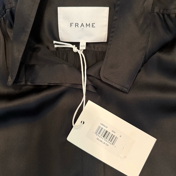 FRAME Gillian Long Sleeve Black Silk Top, M - Picture 10 of 13
